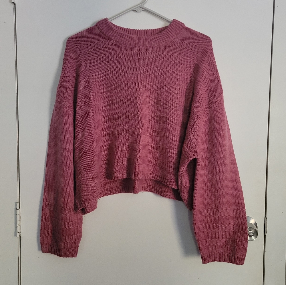 Topshop crop pink sweater